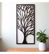 abstraktný drevený strom na stenu 69x32 cm čierna
