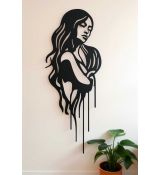 abstraktná silueta ženy drevená dekorácia 50x20 cm čierna