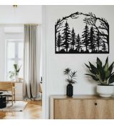 Les drevená silueta stromov na stenu 35x27 cm čierna