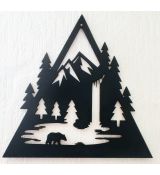 Krása prírody lesa a hôr - drevený vyrezávaný obraz trojuholník 30x30 cm biela