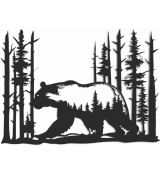 Drevená nálepka medveď v lese 69x50 cm